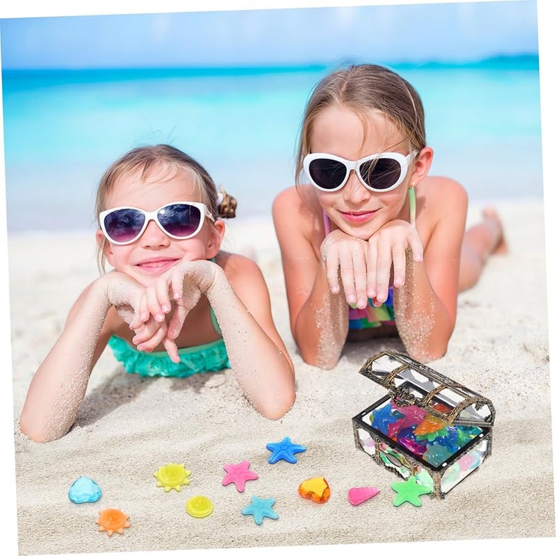 Pirate Treasure Chest Toy Set with 30 Glowing Gems for Pool Diving Games Halloween Decorations Random Color - Image 3